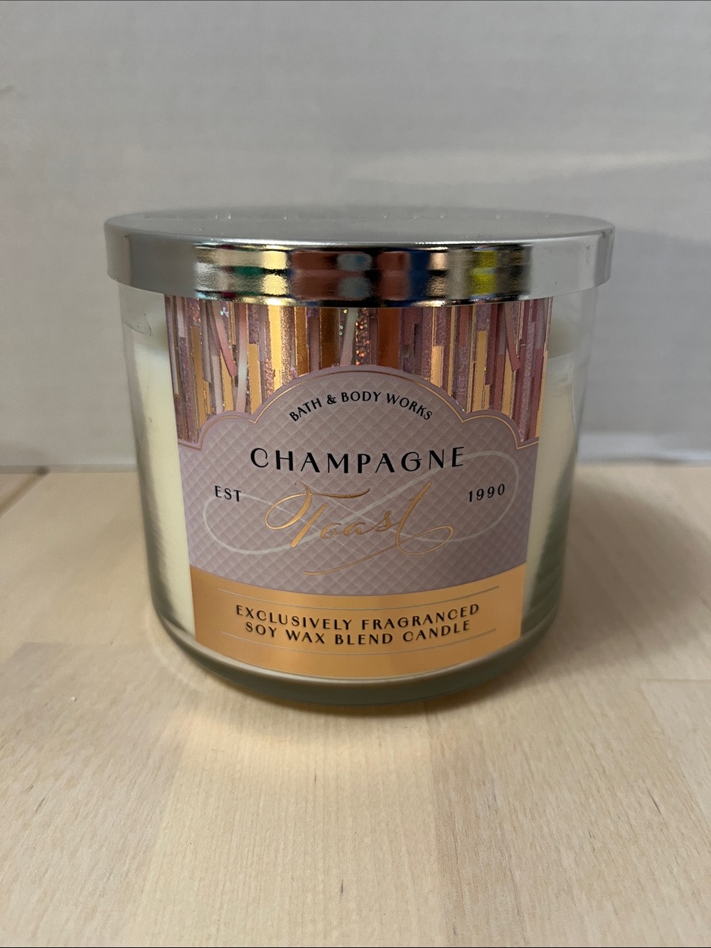 Bath & Body Works 14.5 oz Champagne Toast 3- Wick Candle in Glass Jar w/ Lid